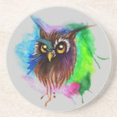 Watery Wood Owl Sandstein Untersetzer (Vorne)