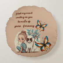 Wating Quote Round Cushion
