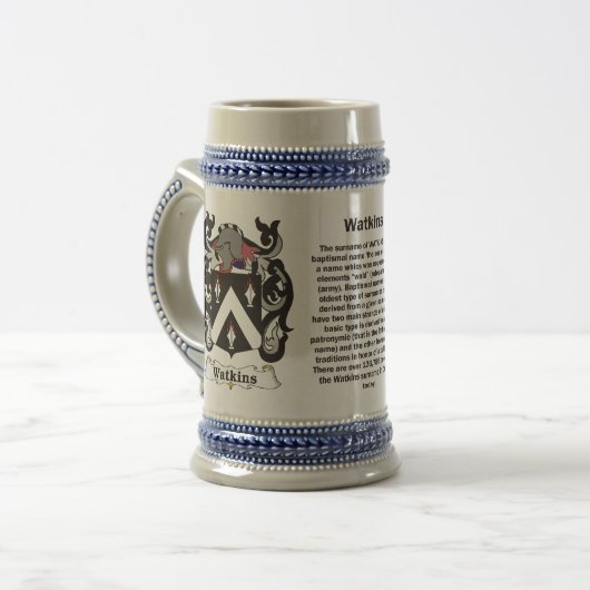 Watkins Familien-Wappen Bierglas (Vorderseite Links)