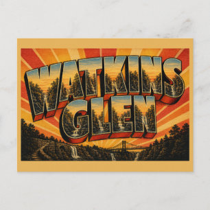 Watkins Glen New York Schlucht Wasserfälle Wald Ku Postkarte