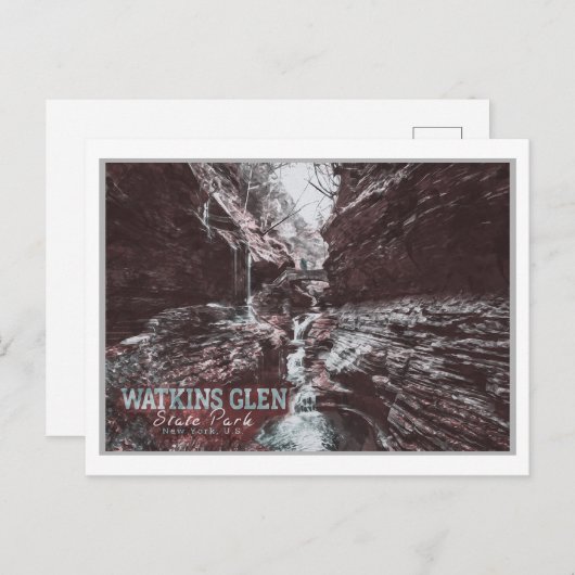 WATKINS GLEN - NEW YORK US POSTKARTE (Vorne/Hinten)