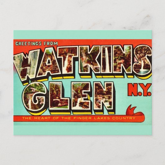 Watkins glen NY Retro Postcard Postkarte (Vorderseite)