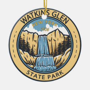 Watkins Glen State Park New York Abzeichen Vintage Keramik Ornament