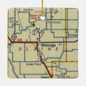 Watonga Oklahoma Vintage Karte Keramikornament (Rückseite)