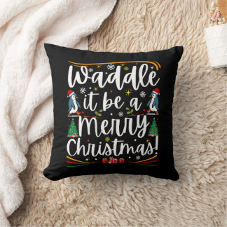 Watscheln Sie ein frohes Weihnachten Pinguin Urlau Kissen