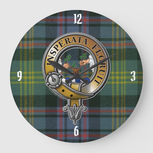 Watson Tartan & Badge Große Wanduhr (Vorderseite)