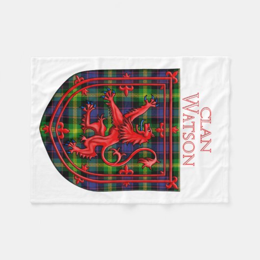 Watson Tartan Scottish Kariert Lion Rampant Fleecedecke (Vorderseite (Horizontal))