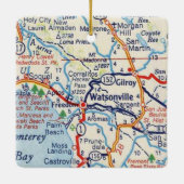 Watsonville CA Vintage Karte Keramikornament (Rückseite)