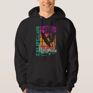 Watsonville California Retro Sunset Beach Surfer S Hoodie