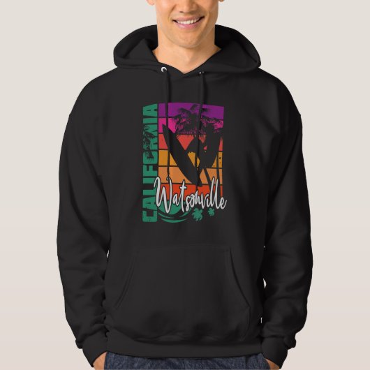 Watsonville California Retro Sunset Beach Surfer S Hoodie (Vorderseite)