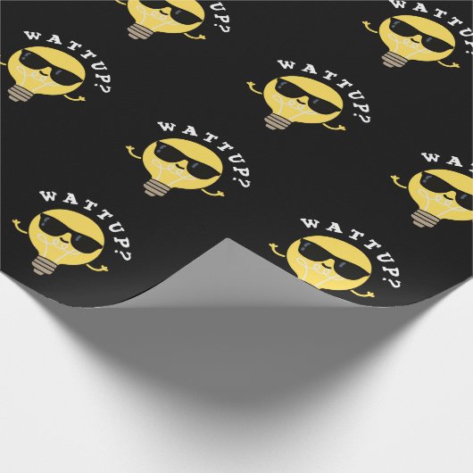 Watt Up Funny Electric Bulb Pun Dark BG Geschenkpapier (Ecke)