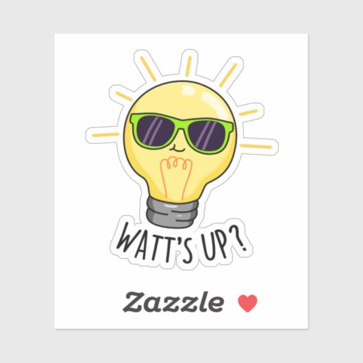 Watt up Funny Light Bulb Pun Aufkleber (Blatt)