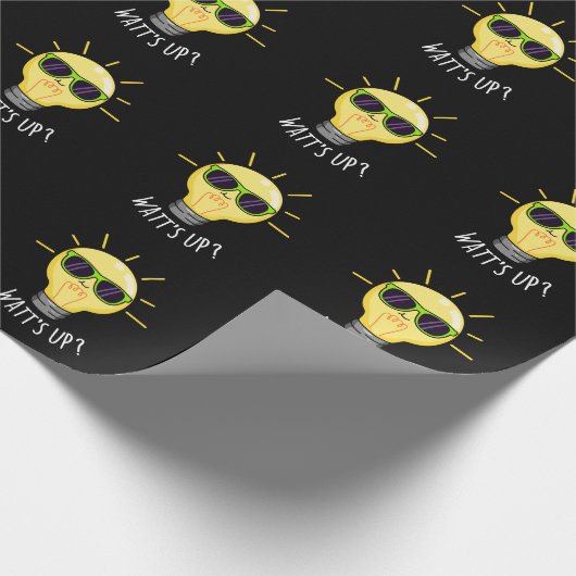 Watt up Funny Light Bulb Pun Dark BG Geschenkpapier (Ecke)
