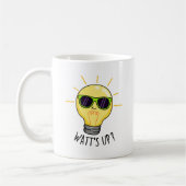 Watt up Funny Light Bulb Pun Kaffeetasse (Links)