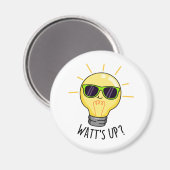 Watt up Funny Light Bulb Pun Magnet (Vorderseite/Rückseite)