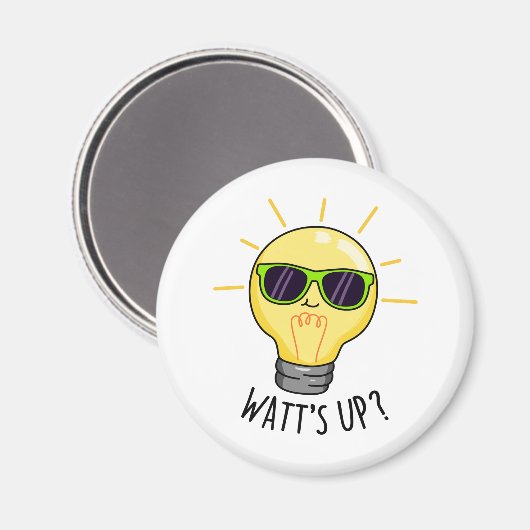 Watt up Funny Light Bulb Pun Magnet (Vorderseite/Rückseite)