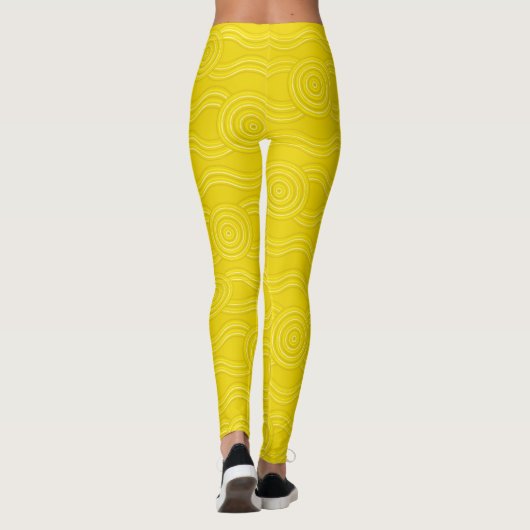 Wattle Australian Dreamtime River Pattern Leggings (Rückseite)