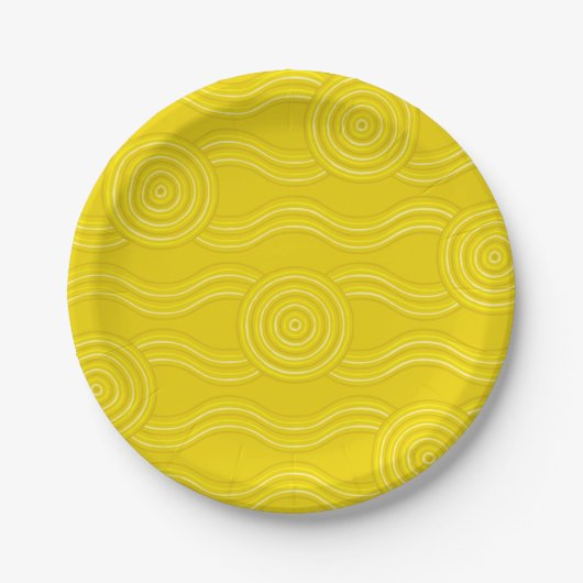 Wattle Australian Dreamtime River Pattern Pappteller (Vorderseite)