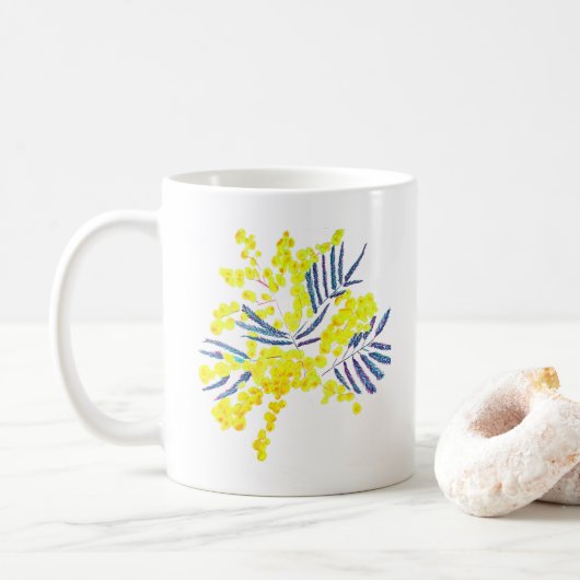 Wattle Mimosa Blume Art Australien Kaffeetasse (Mit Donut)
