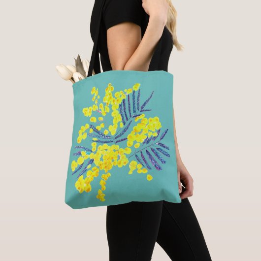 Wattle Mimosa Blume Art Australien Tasche (Von Nahem)