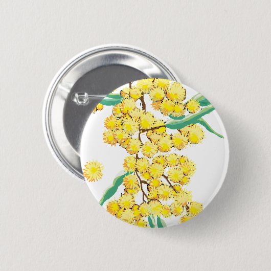 Wattle sagt Australien Button (Vorne & Hinten)