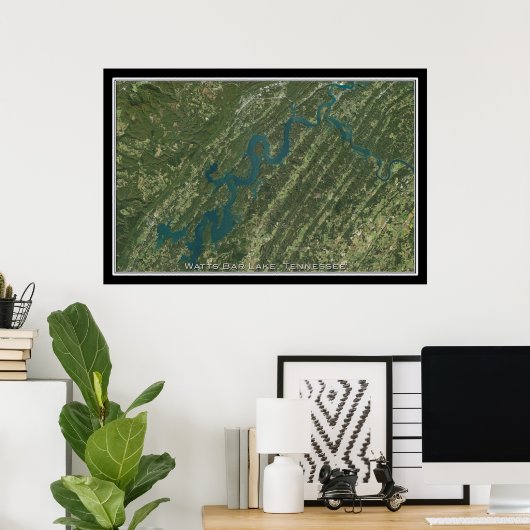 Watts Bar Lake Tennessee Satellite Poster Karte (Heimbüro)