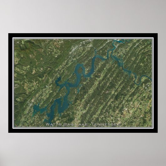 Watts Bar Lake Tennessee Satellite Poster Karte (Vorne)