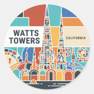 Watts Towers von Simon Rodia State Historic Park Runder Aufkleber