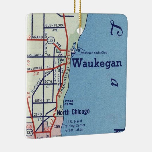 Waukegan Vintag Map Keramikornament (Rechts)