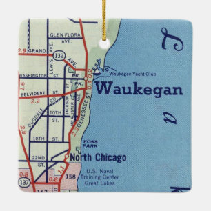 Waukegan Vintag Map Keramikornament