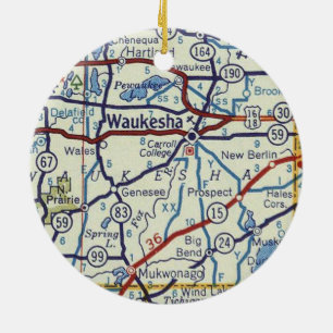 Waukesha Vintage Karte Keramik Ornament