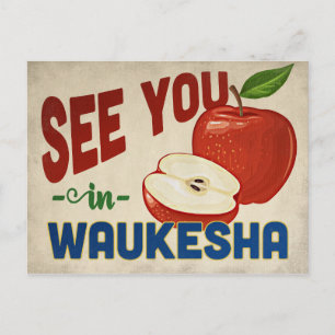 Waukesha Wisconsin Apple - Vintage Travel Postkarte