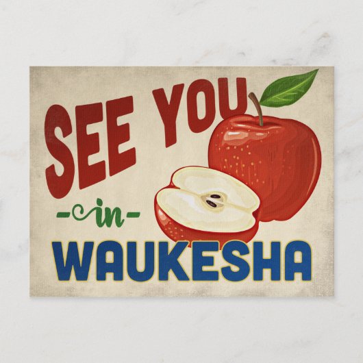Waukesha Wisconsin Apple - Vintage Travel Postkarte (Vorderseite)