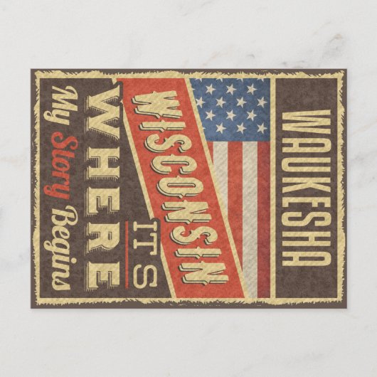 Waukesha Wisconsin Postkarte (Vorderseite)