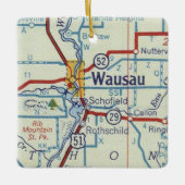 Wausau WI Karte Keramikornament (Vorderseite)
