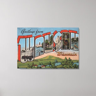 Wausau, Wisconsin - große Buchstabe-Szenen Leinwanddruck