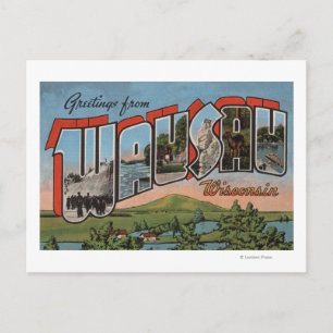 Wausau, Wisconsin - Große Buchstabenszenen Postkarte