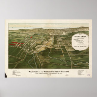 Wauwatosa - Milwaukee WI 1892 Panoramakarte Poster