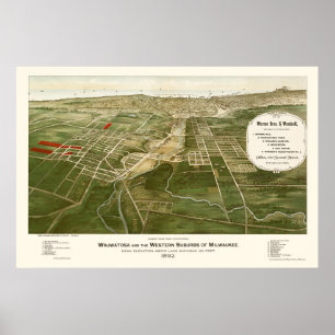 Wauwatosa, WI Panorama Karte - 1892 Poster