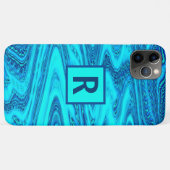 Wave Abstrakt Monogram Initials Blue Patterns Case-Mate iPhone Hülle (Rückseite (Horizontal))