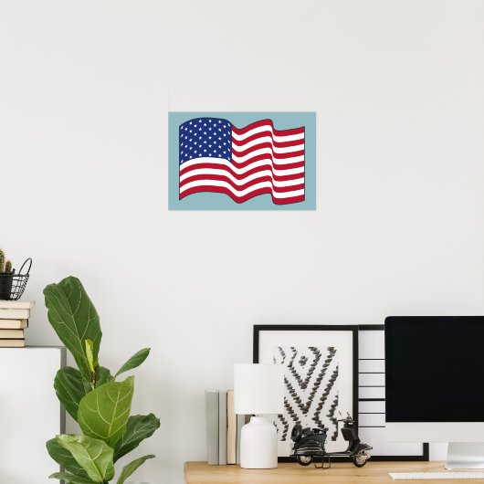 Wave American Flag Art Poster (Heimbüro)