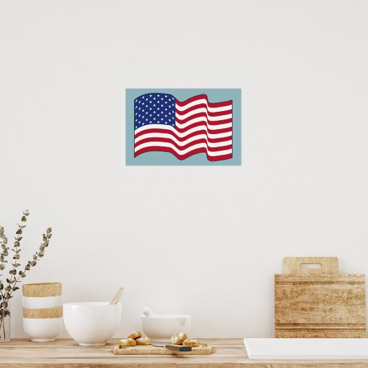Wave American Flag Art Poster (Küche)