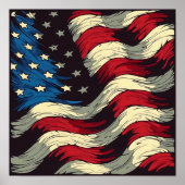 Wave American Flag Poster (Vorne)