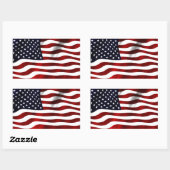 Wave American Flag Rechteckiger Aufkleber (Blatt)