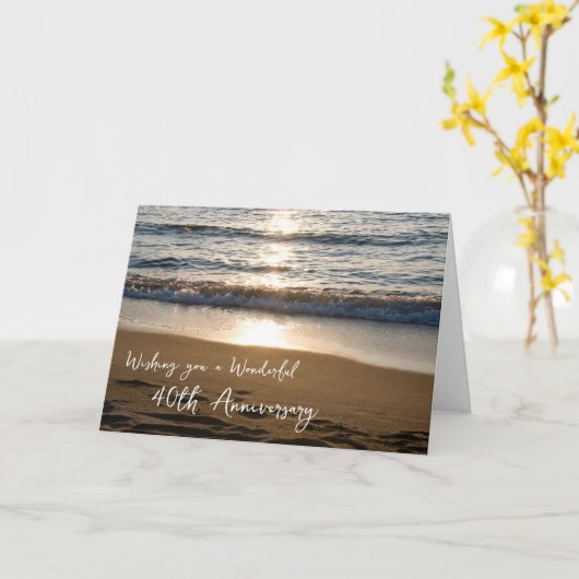 Wave at Sunset 40 th Wedding Anniversary Card Karte (Gelbe Blume)