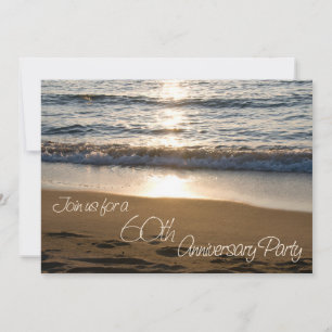 Wave at Sunset 60th Anniversary Invitation Card Einladung