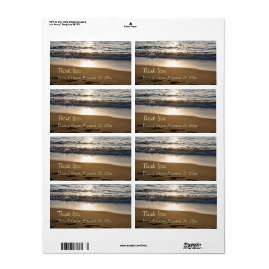 Wave at Sunset Wedding Labels (Vorne)