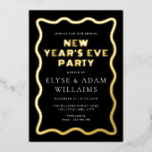 Wave Black New Year's Eve Party Folieneinladung (Vorderseite)