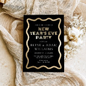 Wave Black New Year's Eve Party Folieneinladung