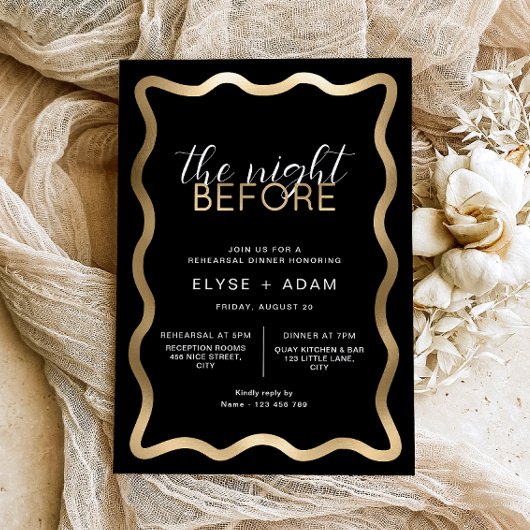 Wave Black Probe Dinner Folieneinladung